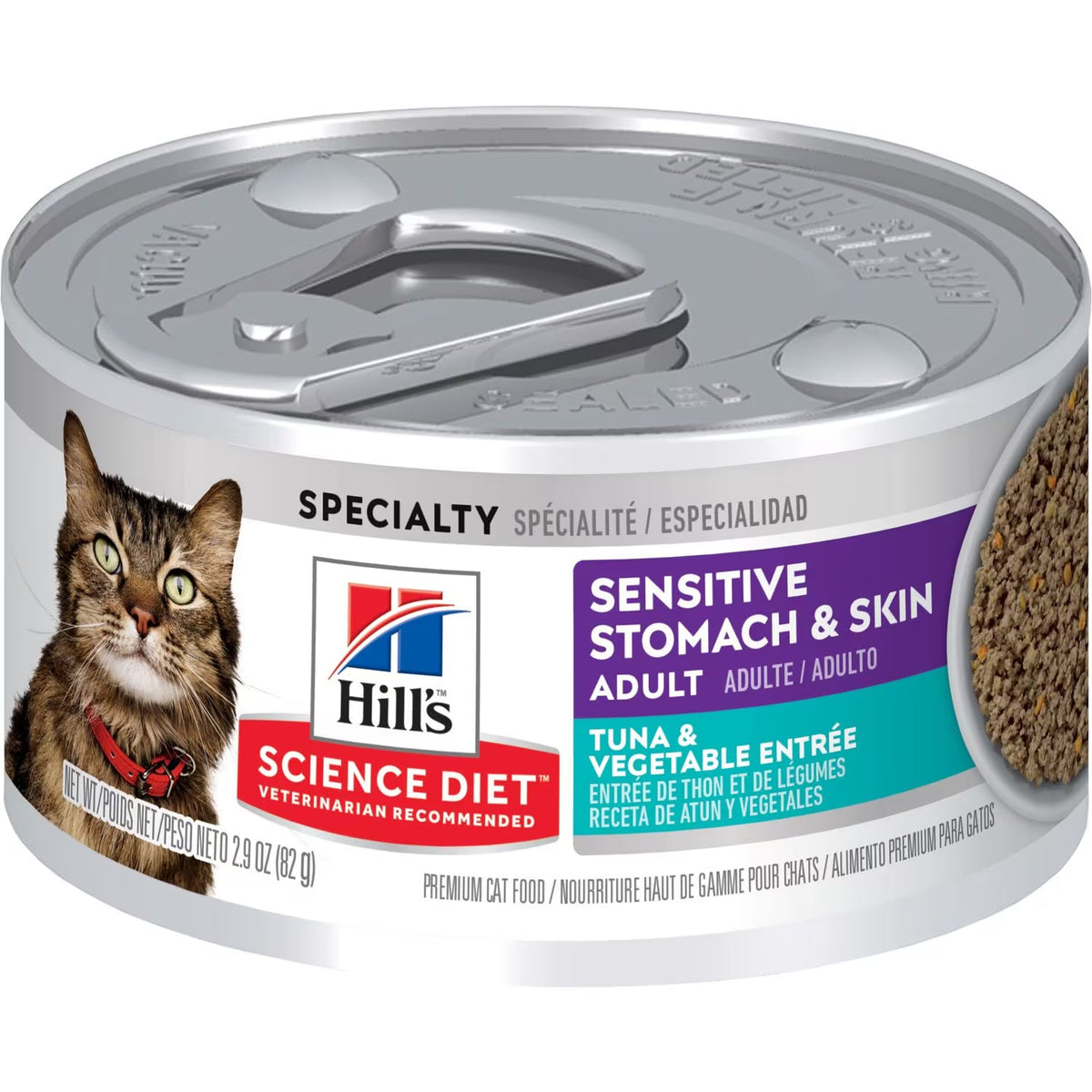 Hill's Science Diet Sensitive Stomach and Skin Tuna cat food can, 2.9 oz
