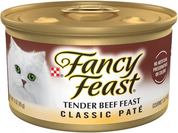 Fancy Feast Tender Beef Feast Classic Pate wet cat food, 3oz can