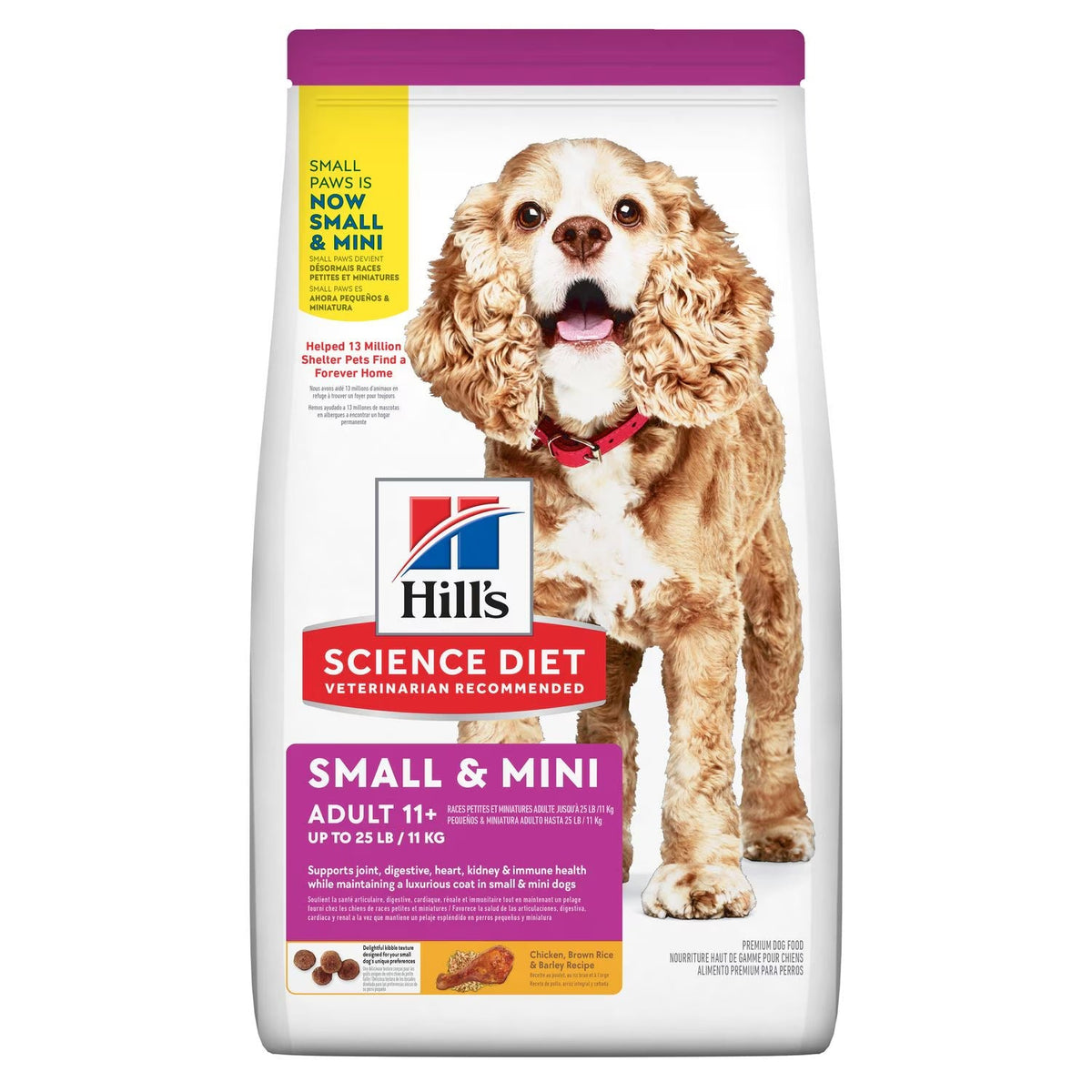 Bag of Hill's Science Diet Senior 11+ Small and Mini Chicken Meal, Barley and Brown Rice Recipe dry dog food