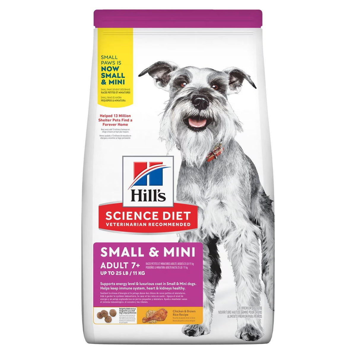 4.5lb bag of Hill's Science Diet Senior 7+ Small & Mini chicken, barley & brown rice dry dog food