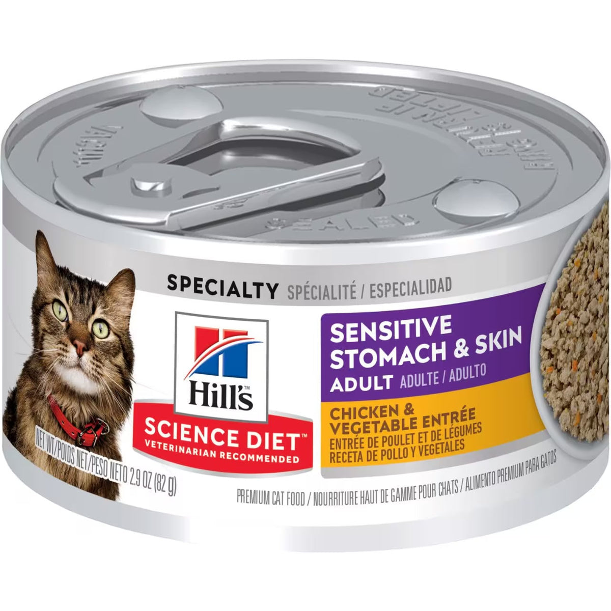 Hill's Science Diet Sensitive Stomach and Skin Chicken cat food can, 2.9 oz