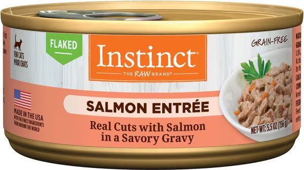 Instinct Flaked Salmon wet cat food can in gravy, 5.5 oz
