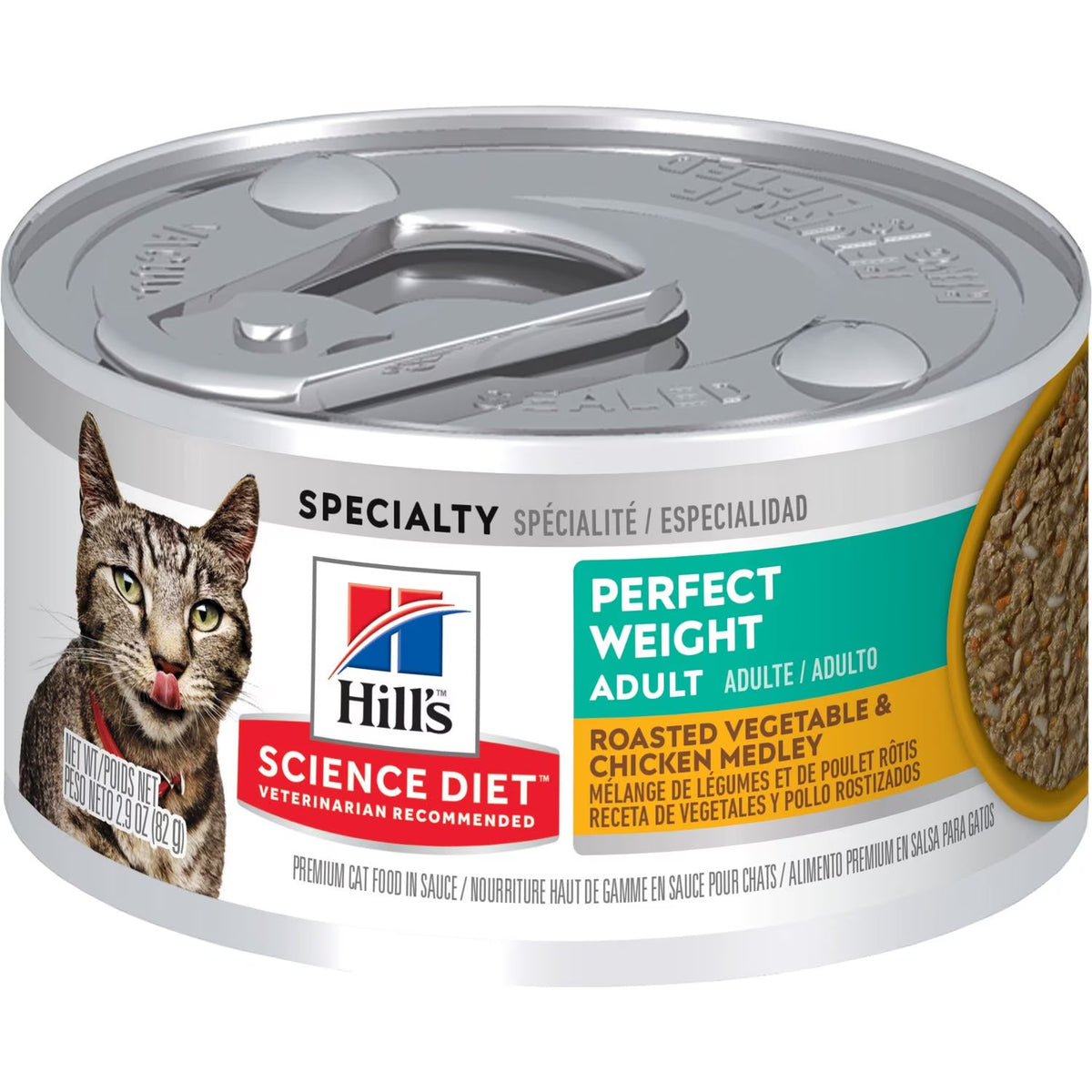 Hill's Science Diet Perfect Weight Chicken Medley cat food can, 2.9 oz