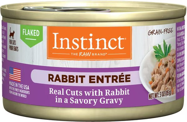 Instinct Flaked Rabbit wet cat food can in gravy, 3 oz