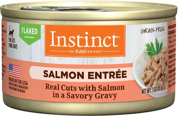 Instinct Flaked Salmon wet cat food can in gravy, 3 oz