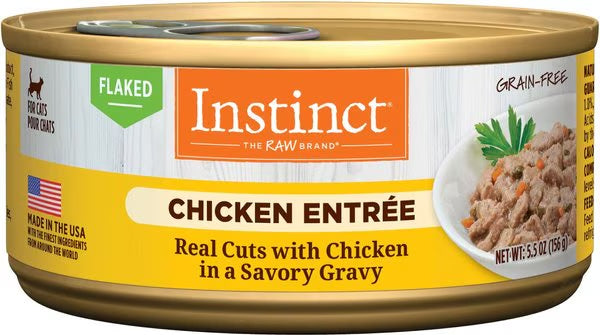 Instinct Flaked Chicken wet cat food can in gravy, 5.5 oz
