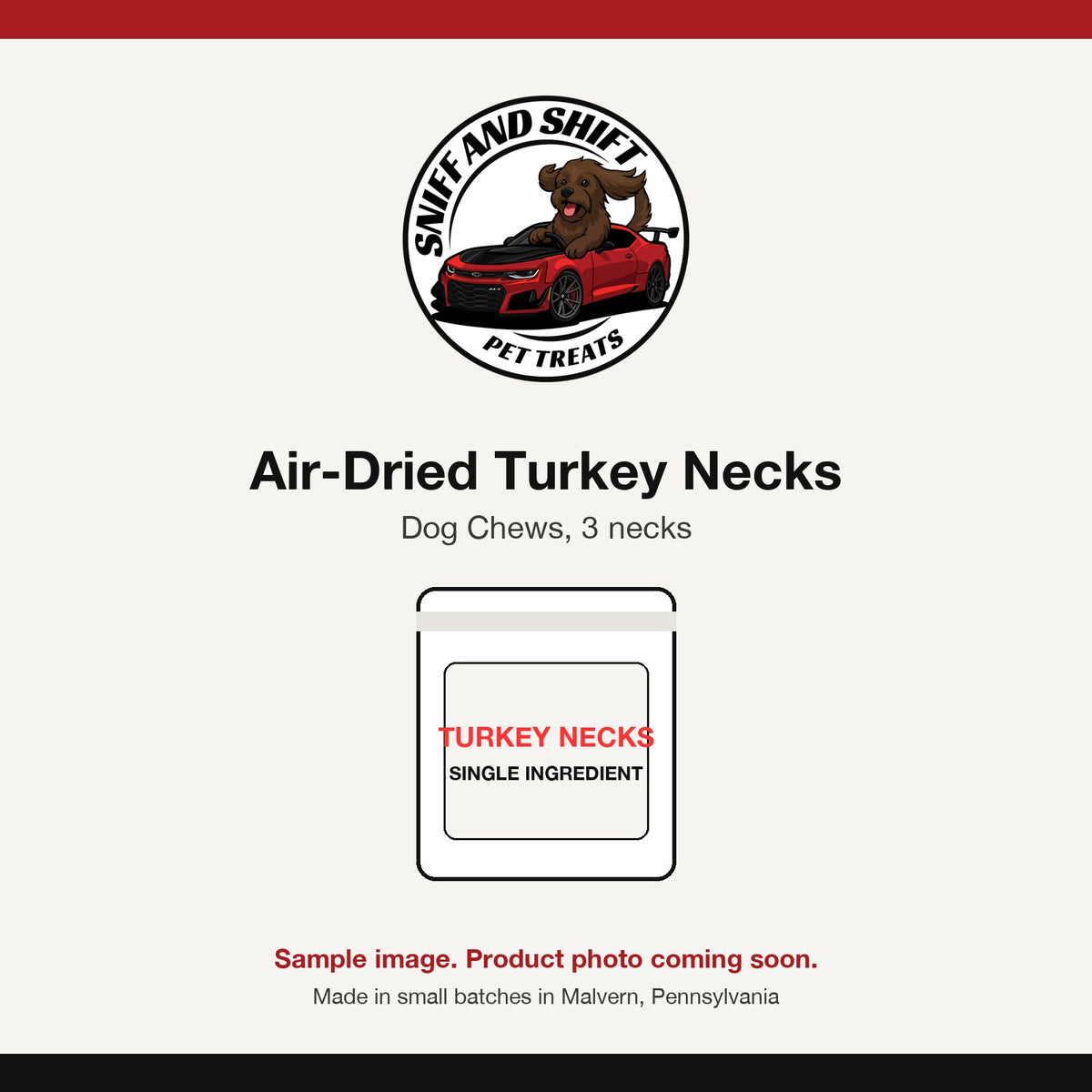 Air-dried turkey necks dog chews, 3 pack, sample image, product photo coming soon