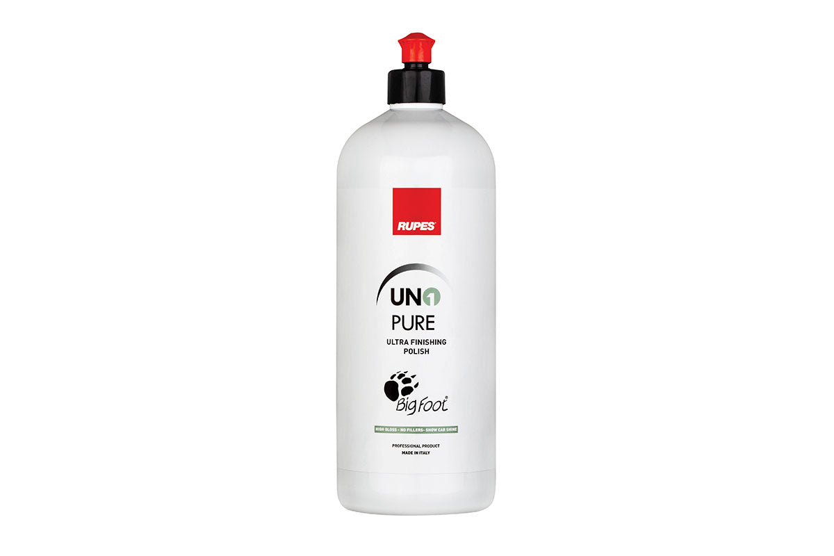 RUPES UNO Pure ultra finishing polish 1000 ml white bottle with a red cap and the BigFoot logo