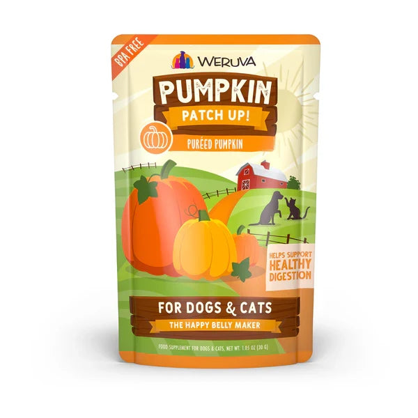Weruva Pumpkin Patch Up pureed pumpkin topper pouch for dogs and cats, 1.05 oz