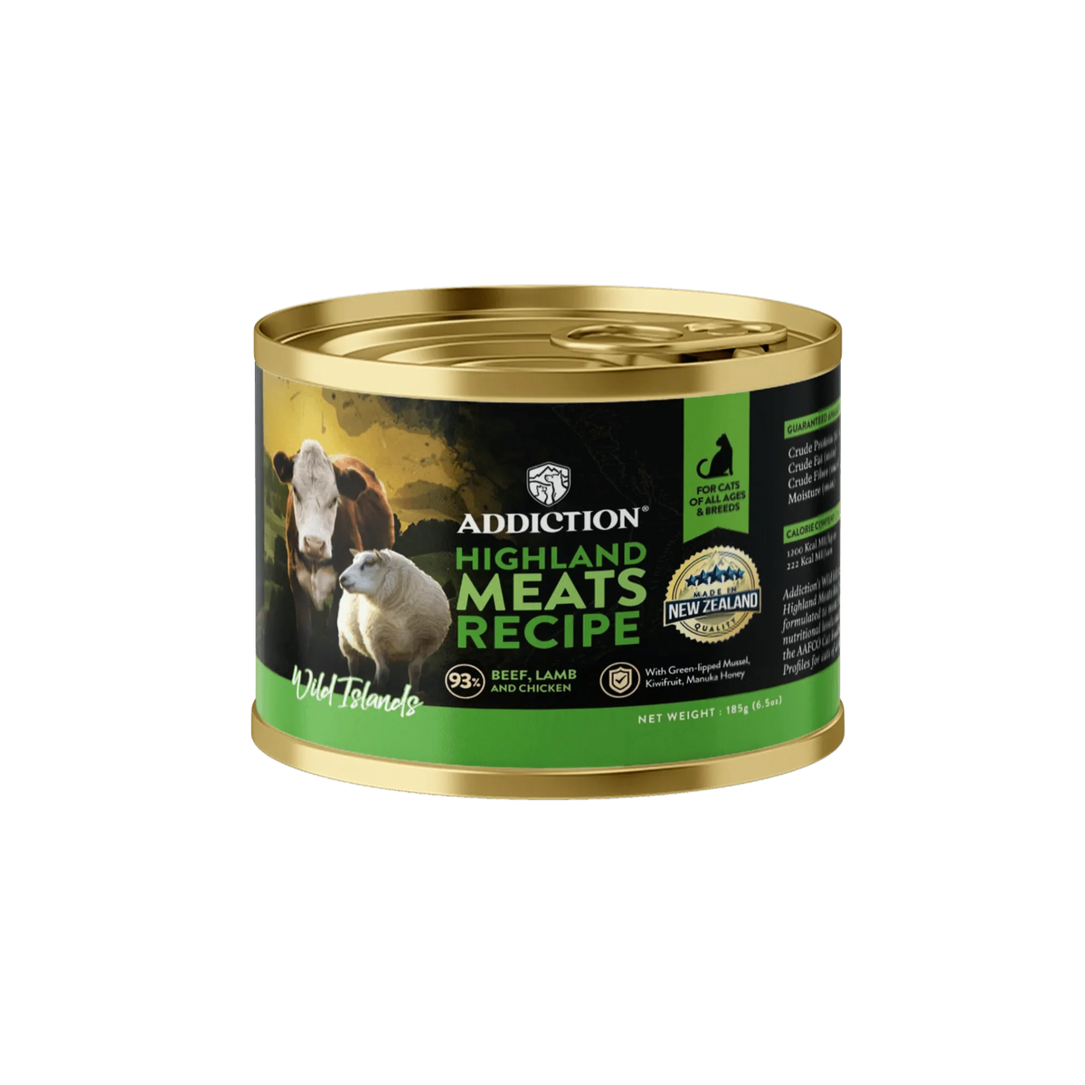 Wild Islands Highland Meats lamb and beef canned cat food, Addiction Pet Foods USA, sold through Sniff and Shift
