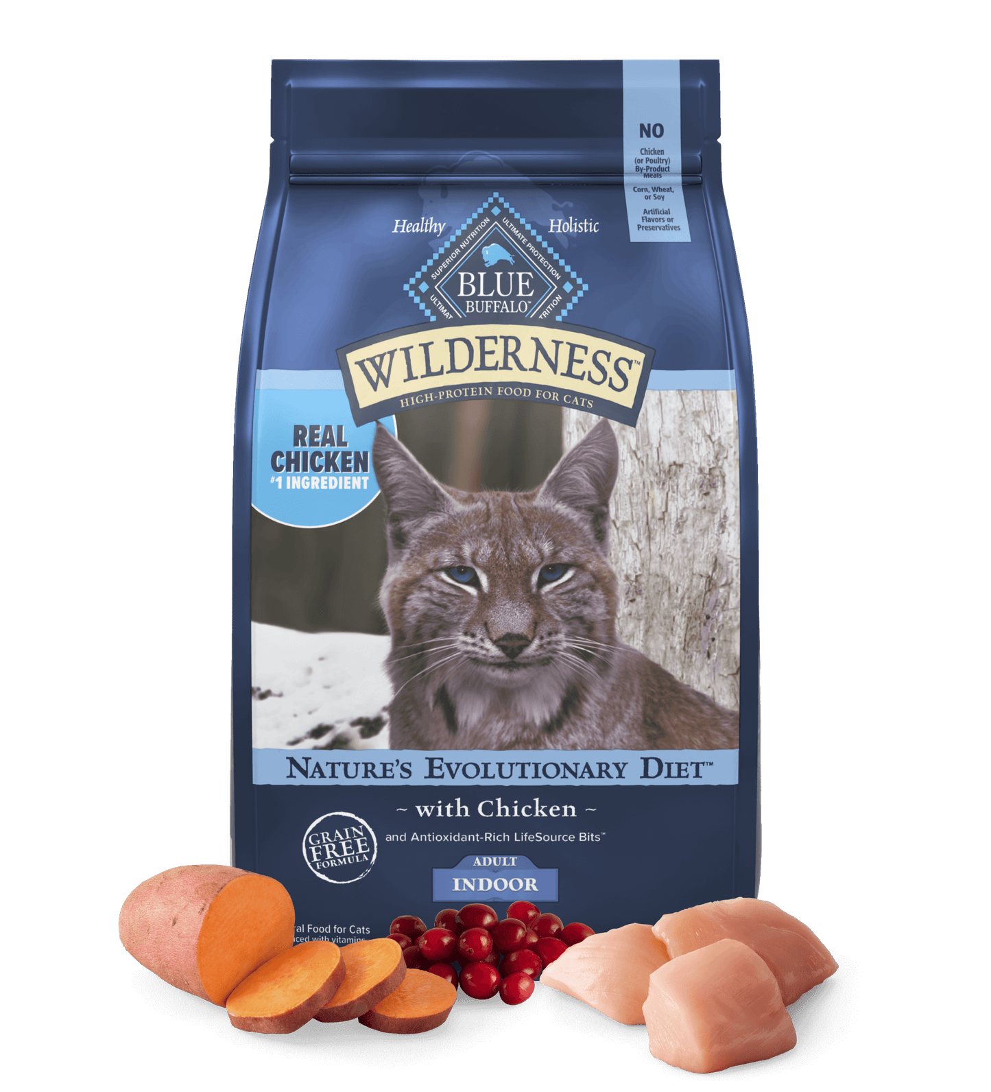 Blue Buffalo Wilderness Adult Indoor Chicken grain-free dry cat food bag