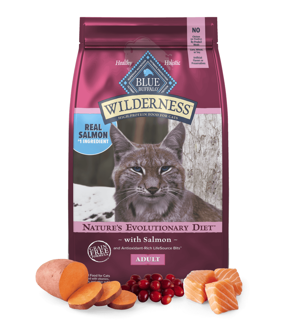 Blue Buffalo Wilderness Adult Grain-Free Salmon dry cat food, 5lb bag