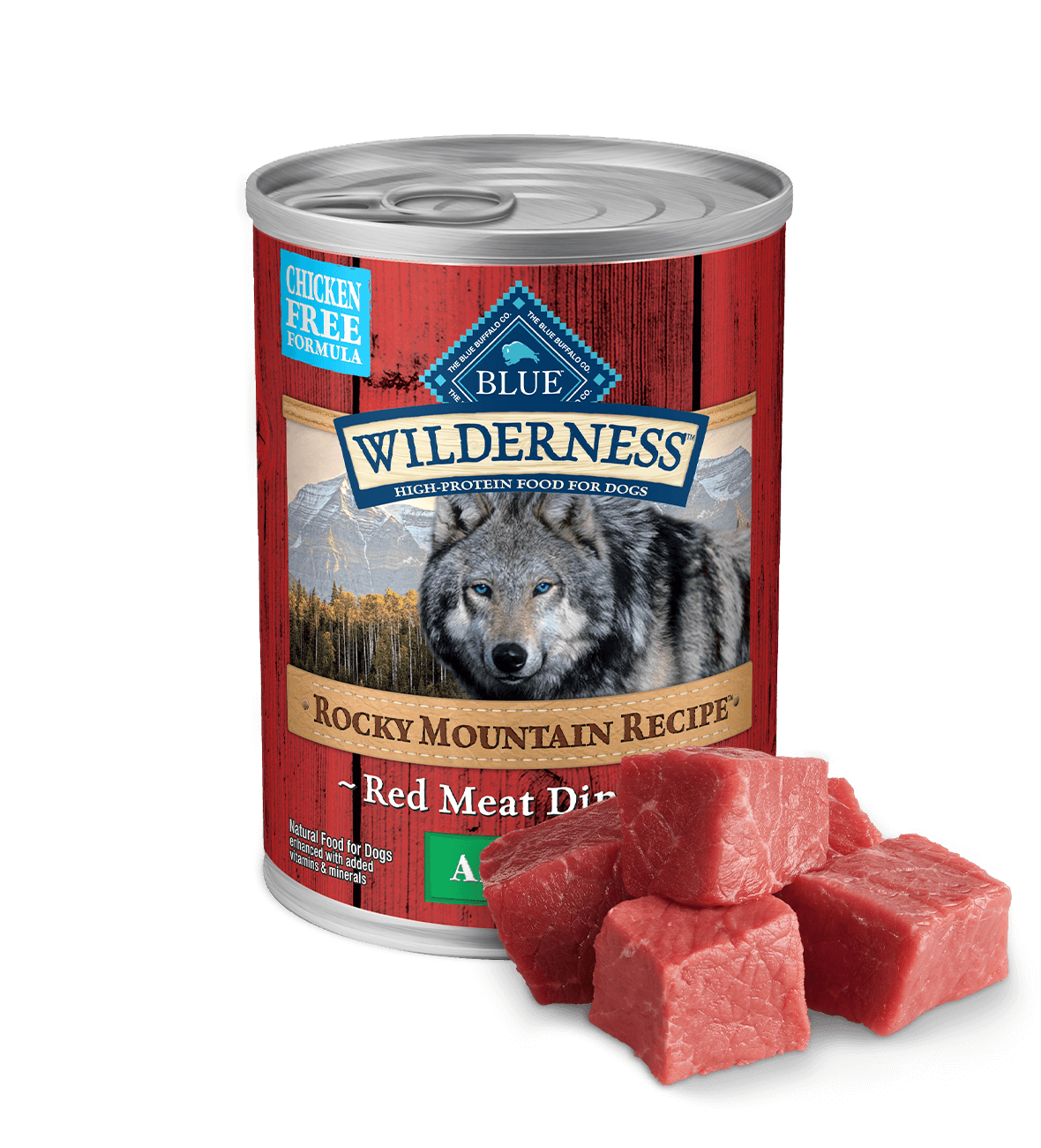 Can of Blue Buffalo Wilderness Rocky Mountain red meat dog food, 12.5oz