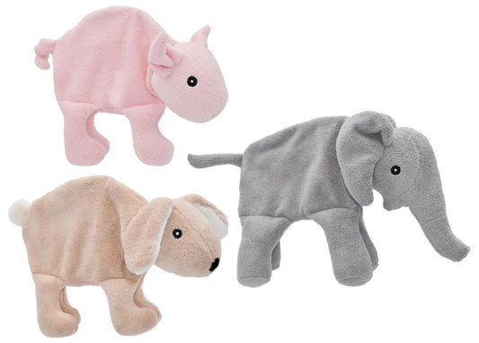 Multipet Floppers plush dog toy, 12 inch, pig, bunny, or elephant style.